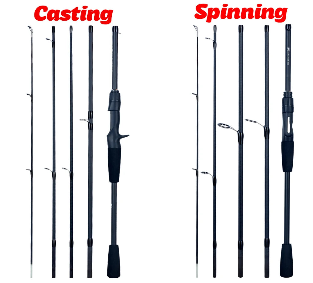 Canne à pêche Carbone Ultra-Légère — 1,8 à 2,4 m, spinning & baitcasting