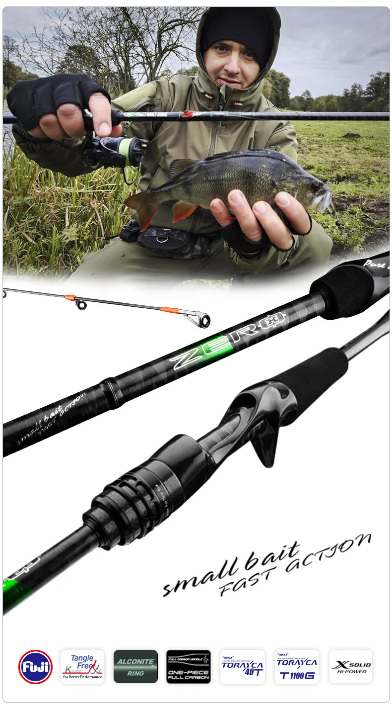Canne PURELURE ZERO — carbone haute densité, lancer longue distance