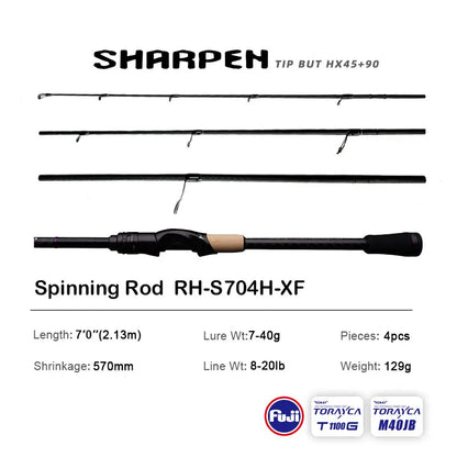 Canne PURELURE SHARPEN Travel — soft lure, anneaux Fuji