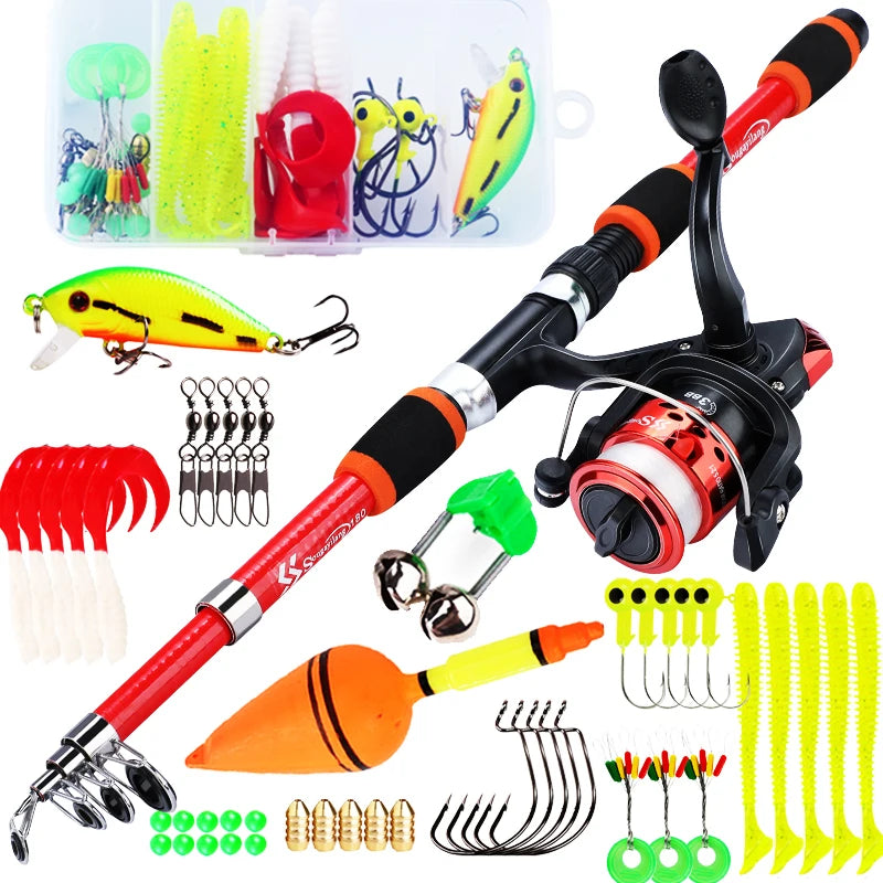 Canne à pêche Spinning Compacte — 1,8 m, combo moulinet