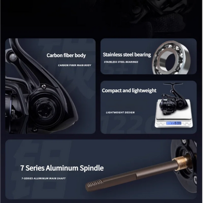 Moulinet de pêche Carbone Micro — 119 g, ultra-léger