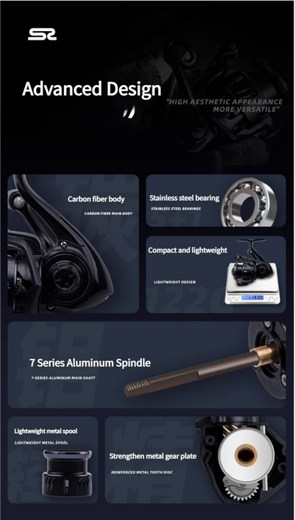 Moulinet de pêche Carbone Micro — 119 g, ultra-léger