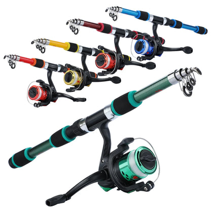 Canne à pêche Spinning Compacte — 1,8 m, combo moulinet
