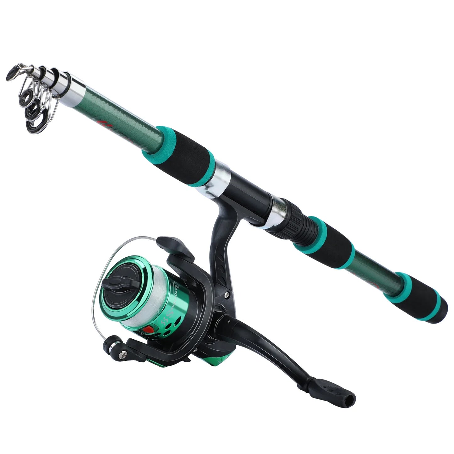 Canne à pêche Spinning Compacte — 1,8 m, combo moulinet