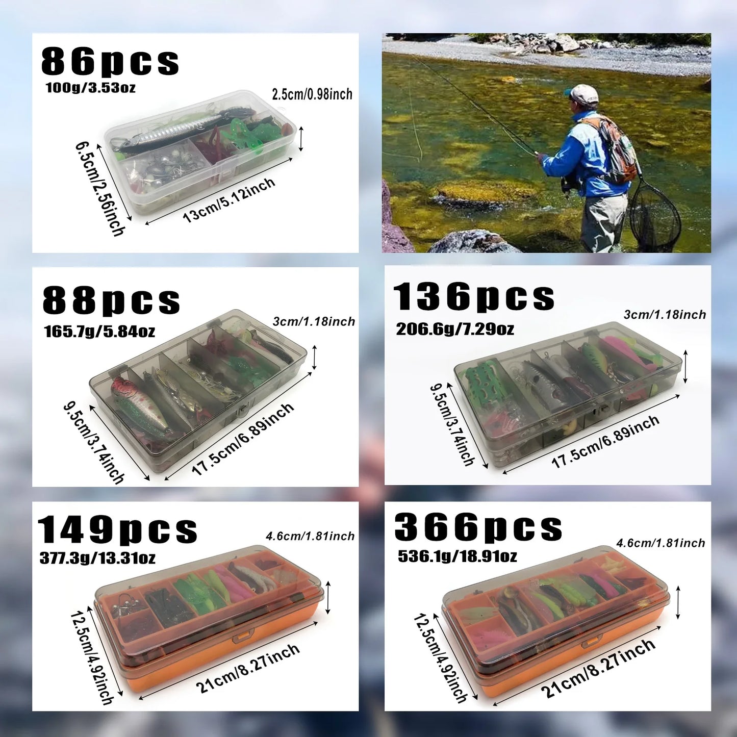 Kit Leurres de pêche — 86 à 366 pièces