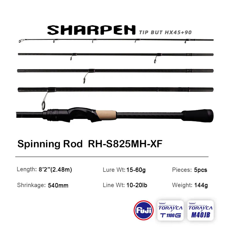 Canne PURELURE SHARPEN Travel — soft lure, anneaux Fuji