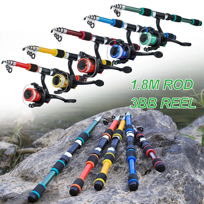 Canne à pêche Spinning Compacte — 1,8 m, combo moulinet