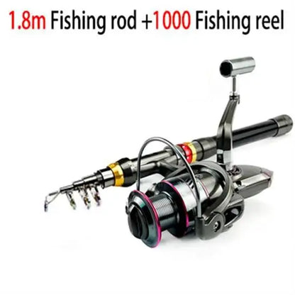 Canne à pêche Télescopique Carbone — 1,8 à 3,6 m, combo moulinet
