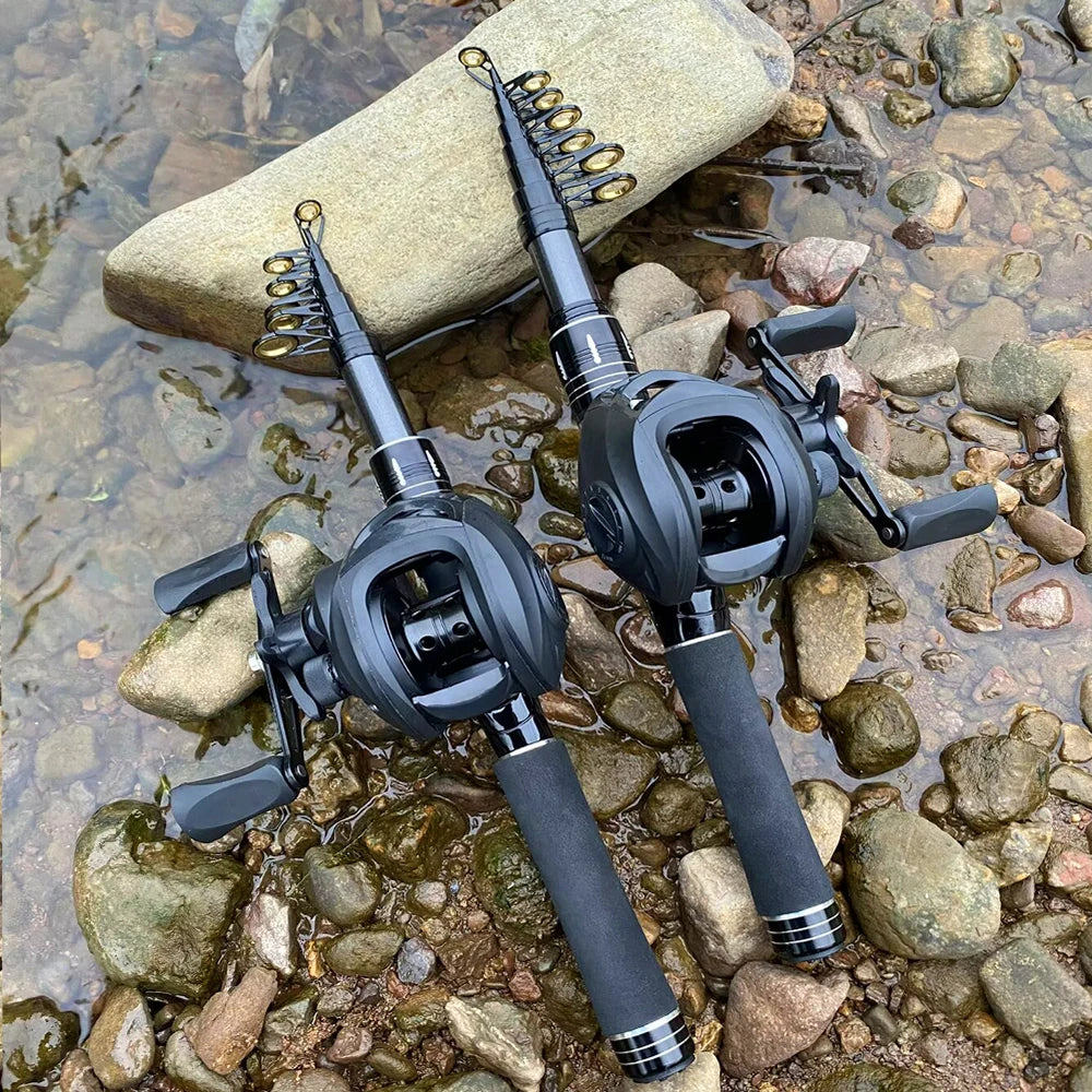 Canne à pêche Baitcasting Voyage — 1,5 à 2,4 m, combo moulinet