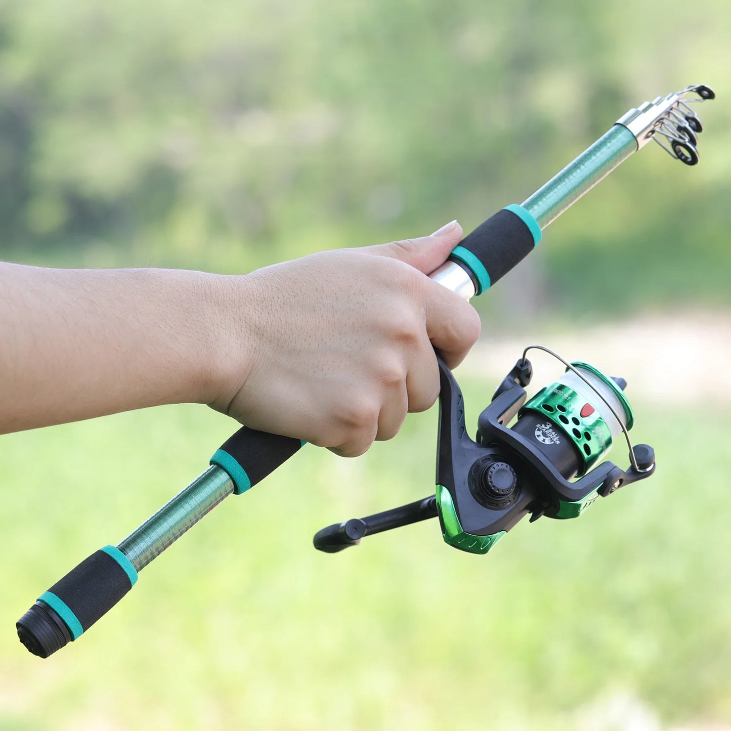 Canne à pêche Spinning Compacte — 1,8 m, combo moulinet