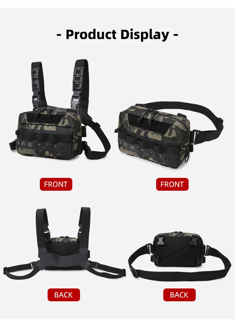 Gilet-Sac de Pêche — multi-poches, camouflage