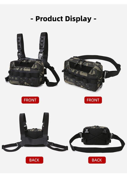Gilet-Sac de Pêche — multi-poches, camouflage