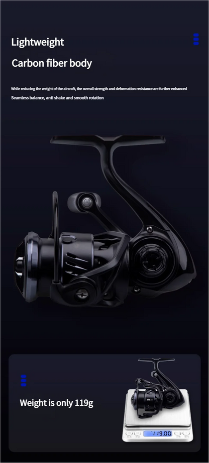 Moulinet de pêche Carbone Micro — 119 g, ultra-léger