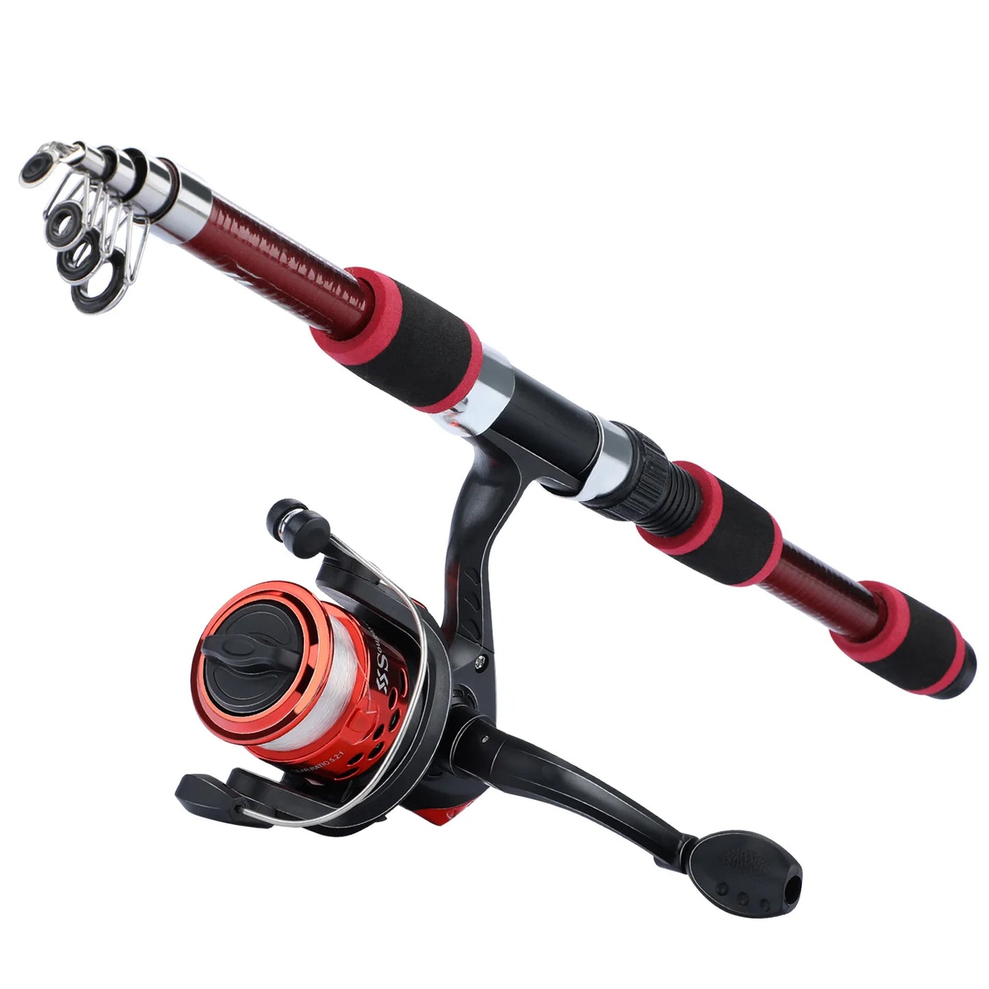 Canne à pêche Spinning Compacte — 1,8 m, combo moulinet