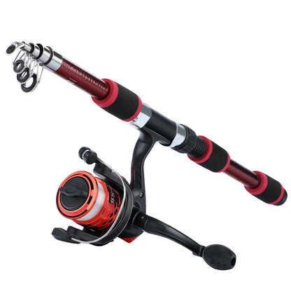 Canne à pêche Spinning Compacte — 1,8 m, combo moulinet