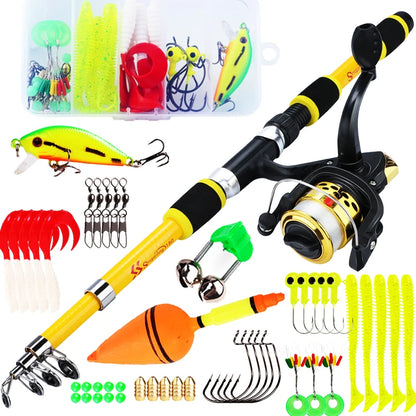 Canne à pêche Spinning Compacte — 1,8 m, combo moulinet