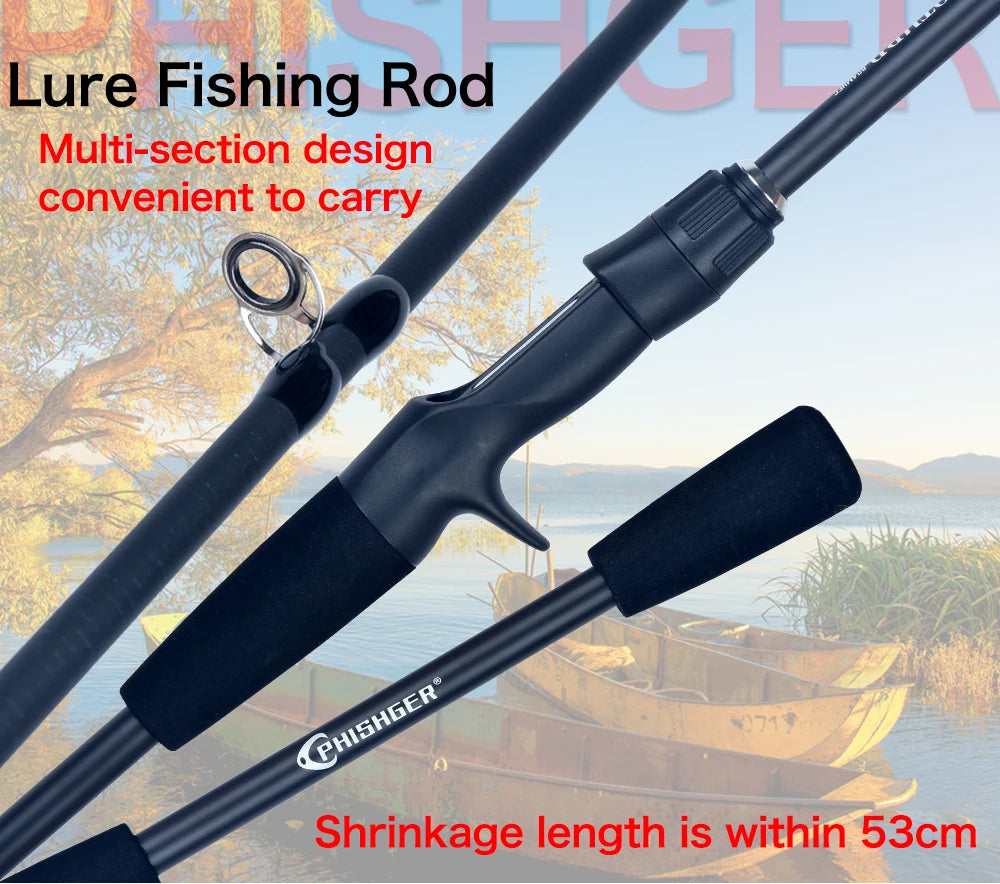 Canne à pêche Carbone Ultra-Légère — 1,8 à 2,4 m, spinning & baitcasting