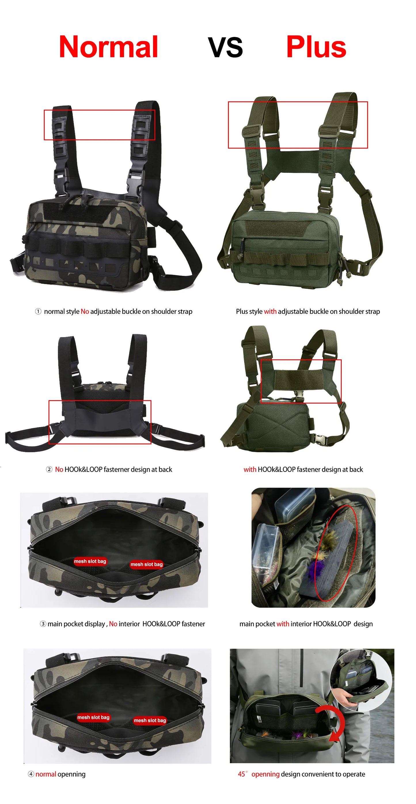 Gilet-Sac de Pêche — multi-poches, camouflage