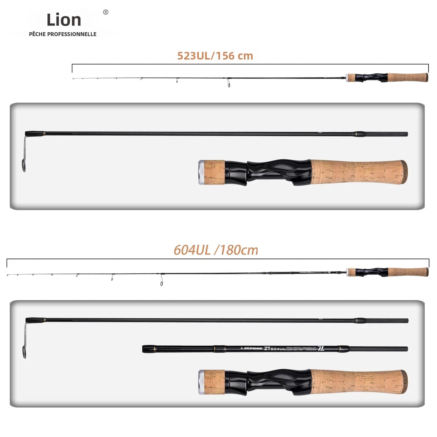 Canne LEOFISHING UL Carbon — bait finesse, 1,56 à 1,8 m