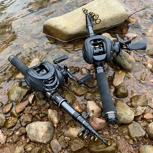 Canne à pêche Baitcasting Voyage — 1,5 à 2,4 m, combo moulinet