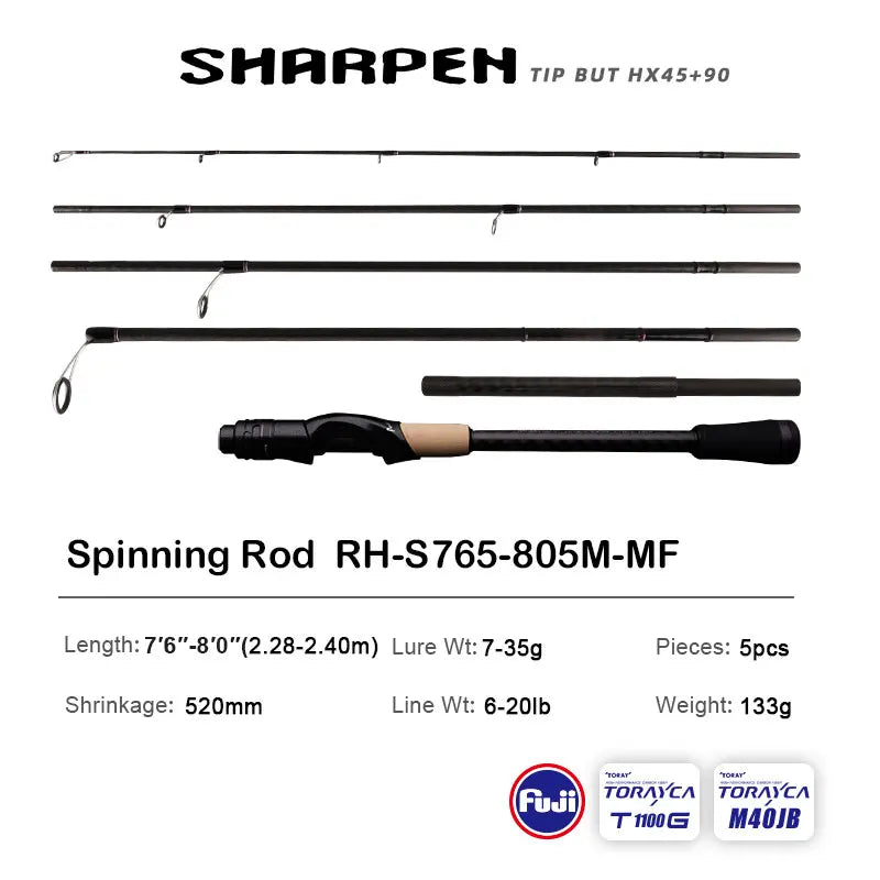 Canne PURELURE SHARPEN Travel — soft lure, anneaux Fuji