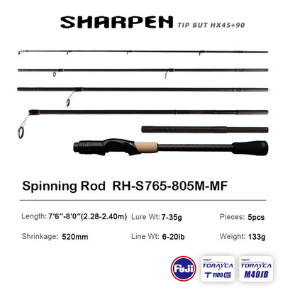 Canne PURELURE SHARPEN Travel — soft lure, anneaux Fuji