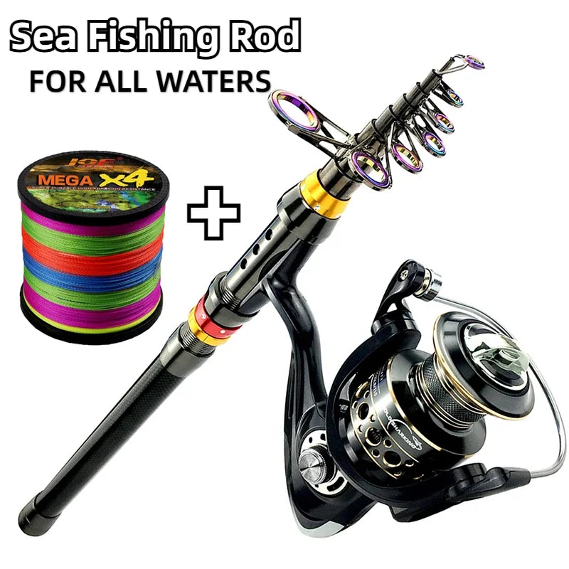 Canne Spinning Combo + Moulinet — carbone 1,8 à 3,6 m