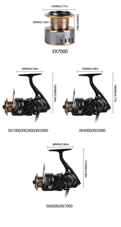 Moulinet Spinning Ultra Light Pro — 1000 à 7000, drag 12 kg