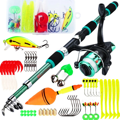 Canne à pêche Spinning Compacte — 1,8 m, combo moulinet