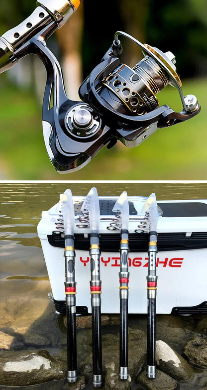 Canne Spinning Combo + Moulinet — carbone 1,8 à 3,6 m