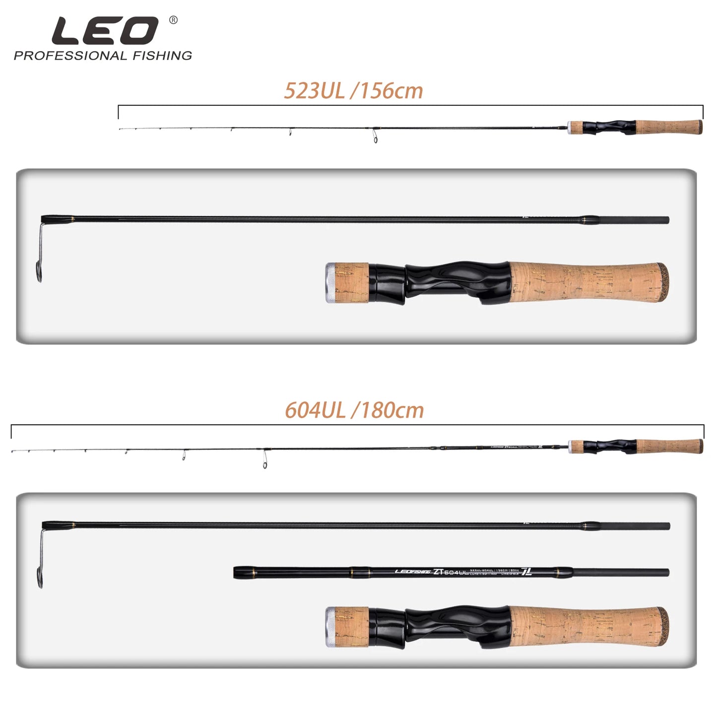 Canne LEOFISHING UL Carbon — bait finesse, 1,56 à 1,8 m