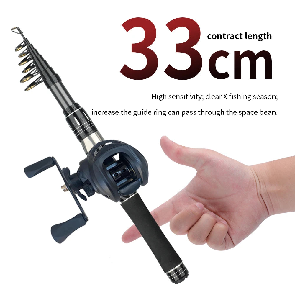 Canne à pêche Baitcasting Voyage — 1,5 à 2,4 m, combo moulinet