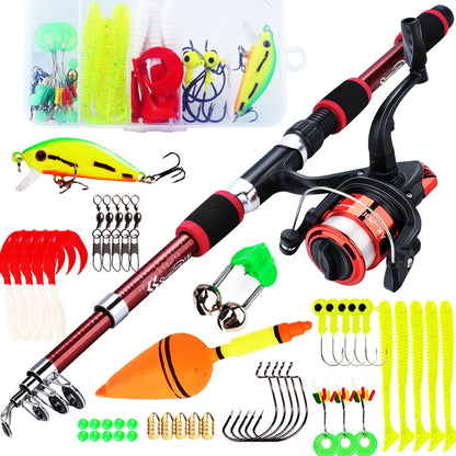 Canne à pêche Spinning Compacte — 1,8 m, combo moulinet