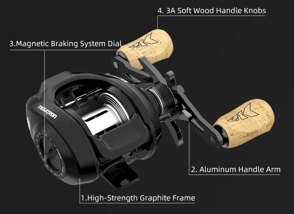 Moulinet Baitcasting KastKing Royale MegaTron — long cast, 7.2:1