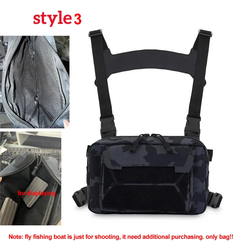 Gilet-Sac de Pêche — multi-poches, camouflage