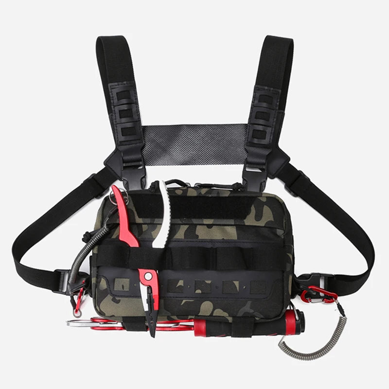Gilet-Sac de Pêche — multi-poches, camouflage