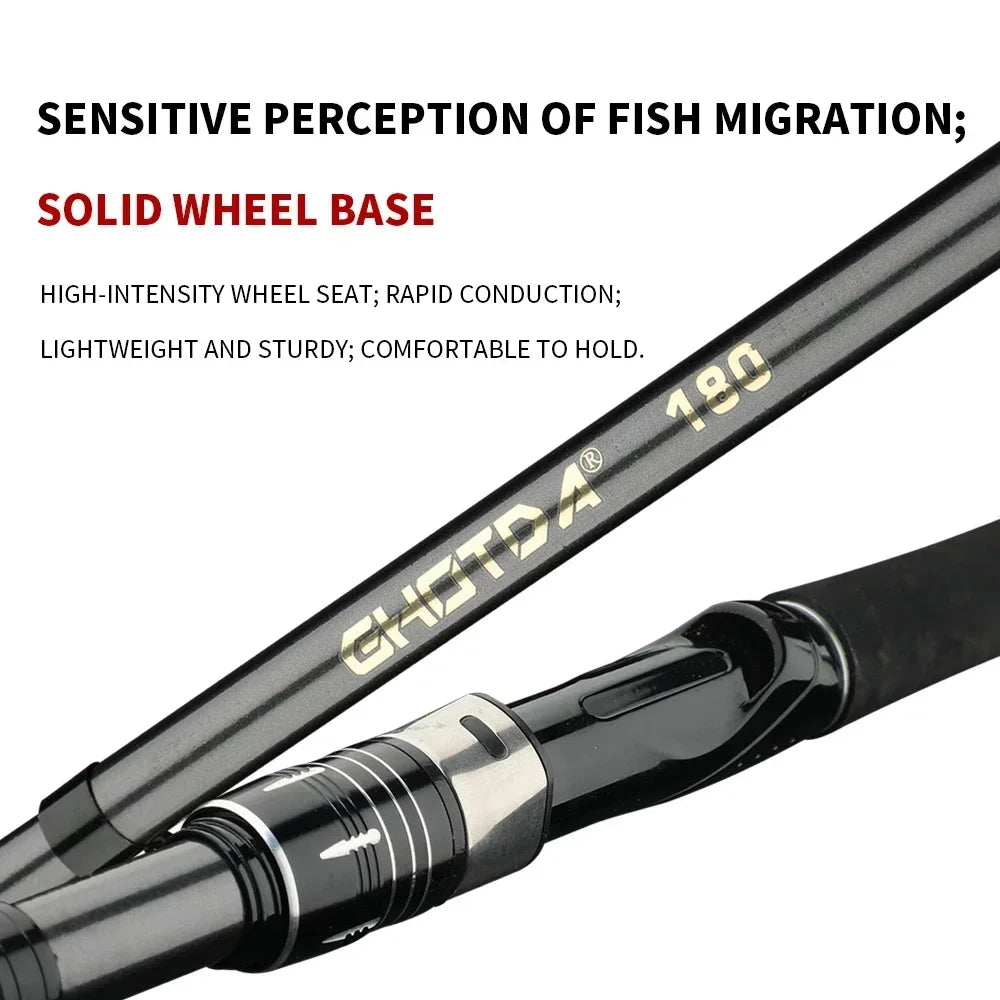 Canne à pêche Baitcasting Voyage — 1,5 à 2,4 m, combo moulinet