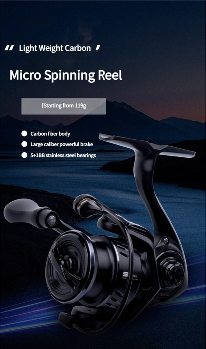 Moulinet de pêche Carbone Micro — 119 g, ultra-léger