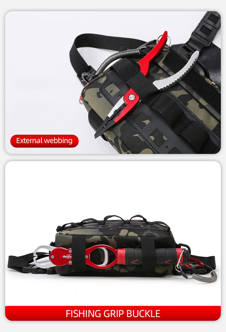 Gilet-Sac de Pêche — multi-poches, camouflage
