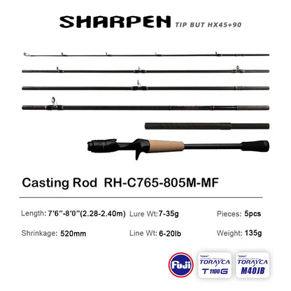 Canne PURELURE SHARPEN Travel — soft lure, anneaux Fuji