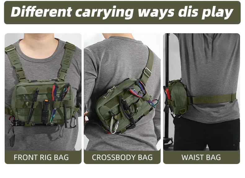 Gilet-Sac de Pêche — multi-poches, camouflage