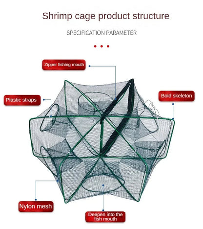 Nasse de pêche Hexagonale — filet 8 ouvertures