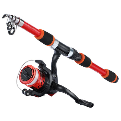 Canne à pêche Spinning Compacte — 1,8 m, combo moulinet