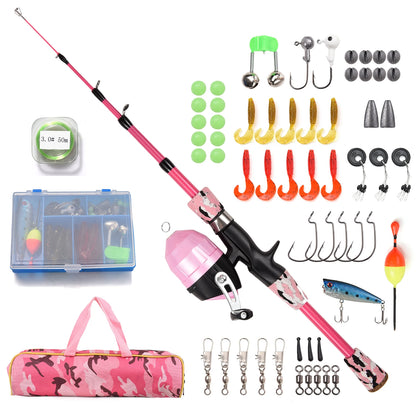 Canne à pêche Enfant Combo — kit 1,2 ou 1,5 m, rose ou bleu