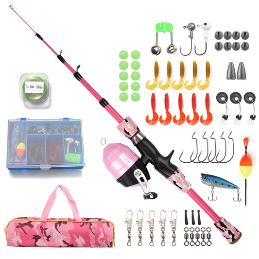 Canne à pêche Enfant Combo — kit 1,2 ou 1,5 m, rose ou bleu
