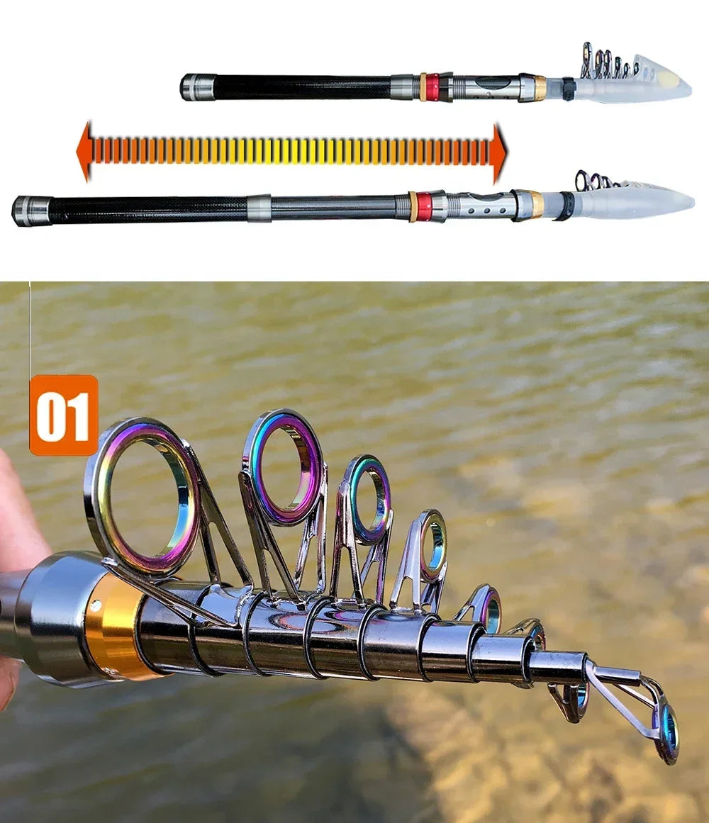 Canne Spinning Combo + Moulinet — carbone 1,8 à 3,6 m