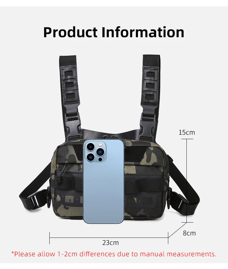 Gilet-Sac de Pêche — multi-poches, camouflage