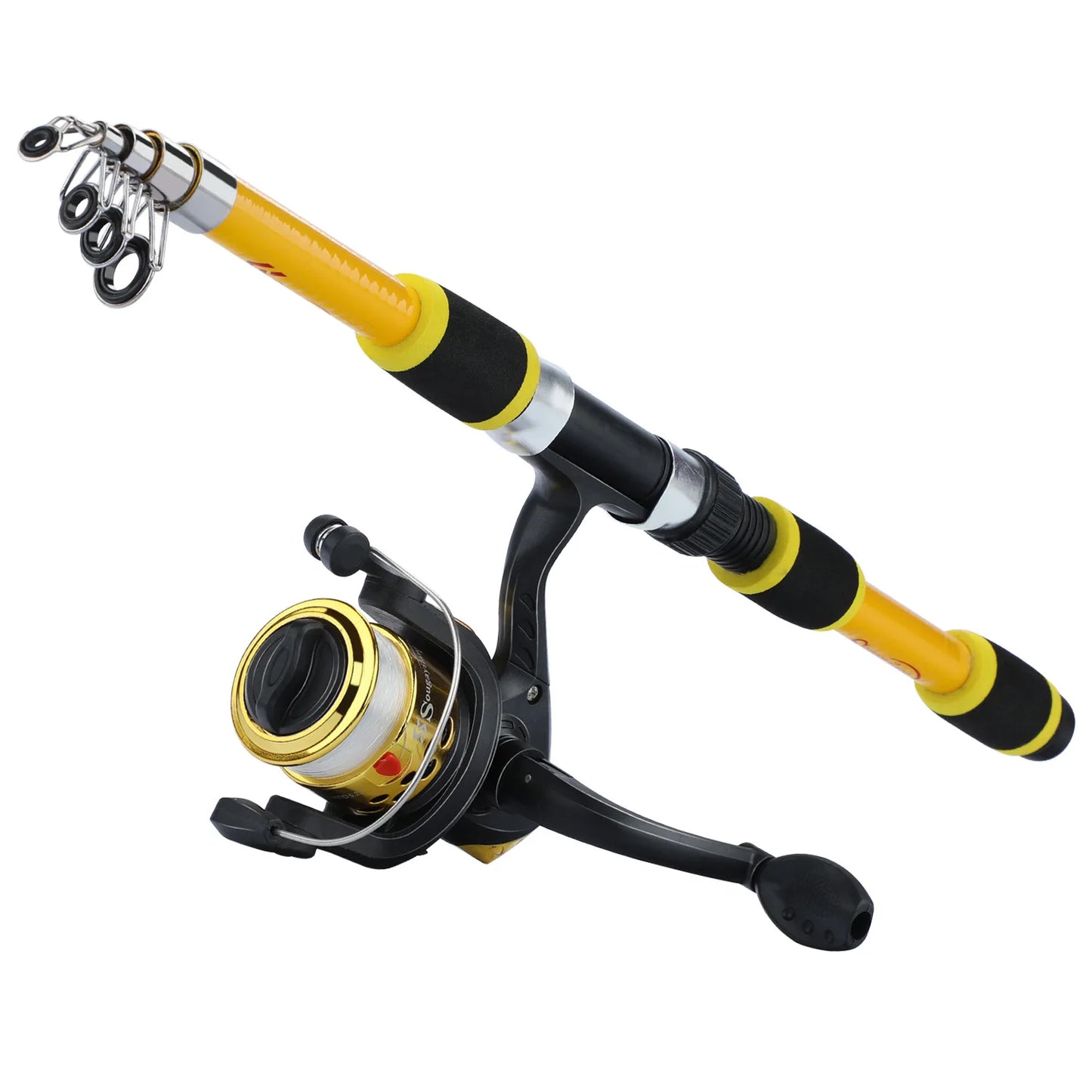 Canne à pêche Spinning Compacte — 1,8 m, combo moulinet