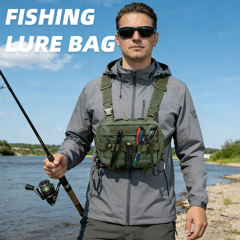 Gilet-Sac de Pêche — multi-poches, camouflage