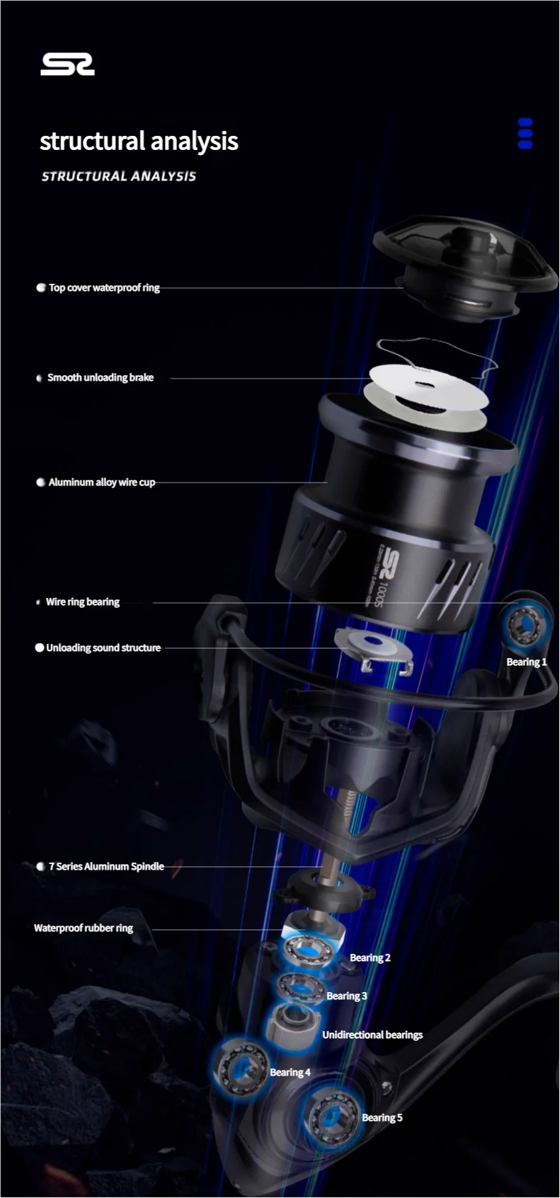 Moulinet de pêche Carbone Micro — 119 g, ultra-léger